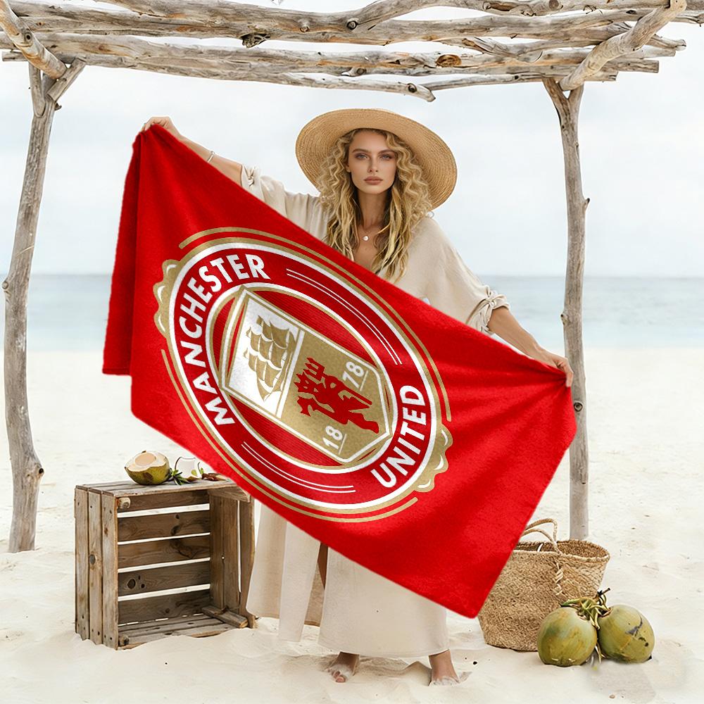 Manchester United Logo Beach Towel Super Soft Microfiber Quickdry Fabric Comfortable Lightweight Perfect for Traveling Yoga Camping and Swimming