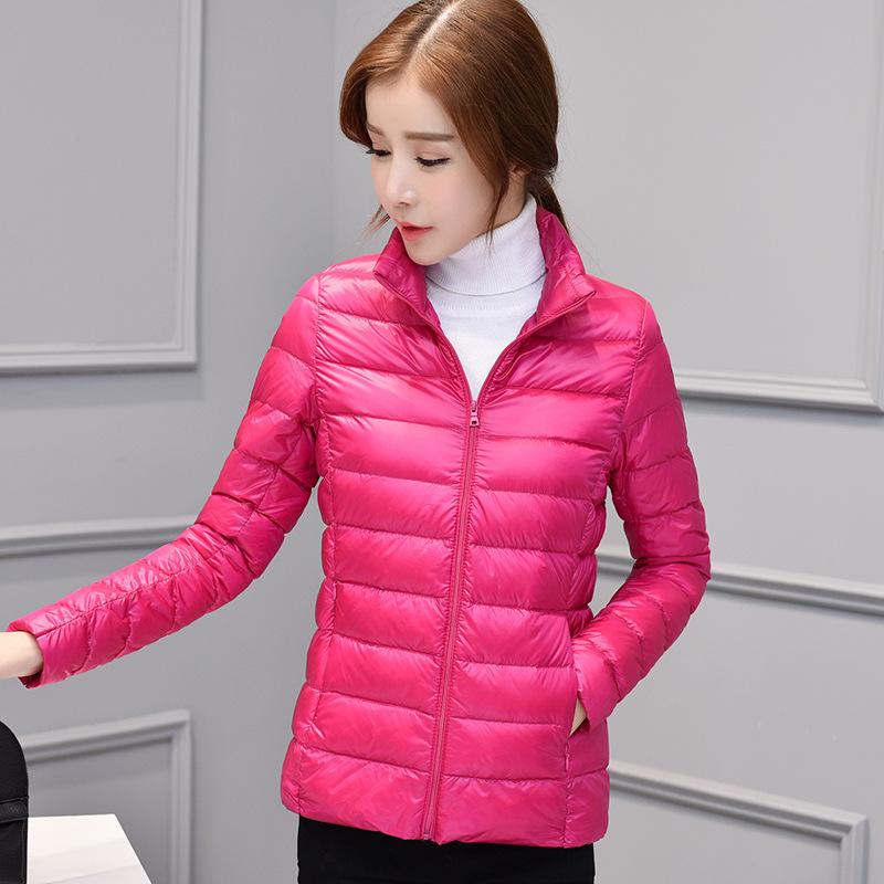 Down Jacket Women's New Autumn Light and Warm White Duck Down Women's Stand-up Collar Solid Color Down Jacket