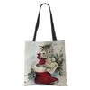 Рождественские носки с кошачьим принтом, сумки для покупок, милые складные многоразовые сумки-тоут на плечо, сумки Anvas для женщин и леди