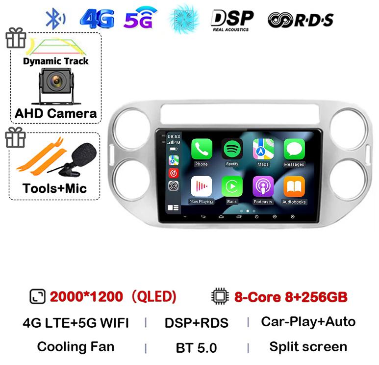 Android 14 Carplay Автомагнитола для VW Volkswagen Tiguan 1 NF 2006 2008-2013 2014 2015 2016 Мультимедиа GPS Видеоплеер Стерео