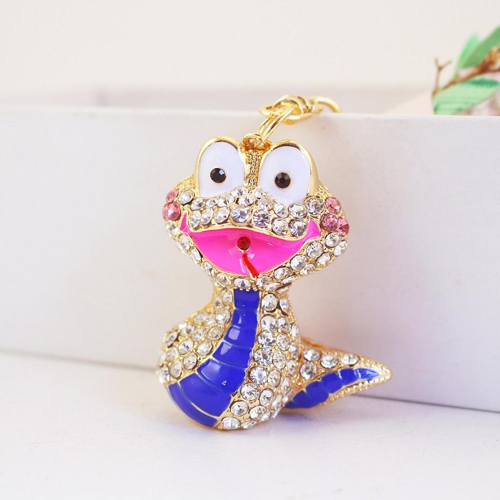 Очаровательный брелок со змеей и стразами - милый мультяшный кулон в виде металлического животного в подарок