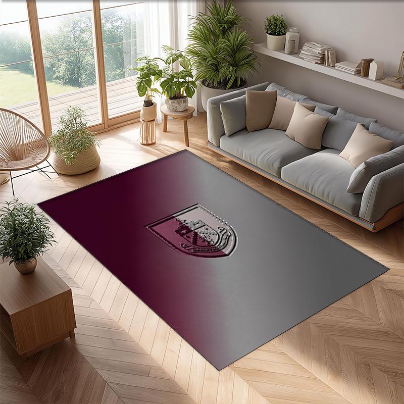 Burnley Football Print Crystal Velvet Rug, Comfortable Water Absorbent Non Slip Indoor Floor Carpet