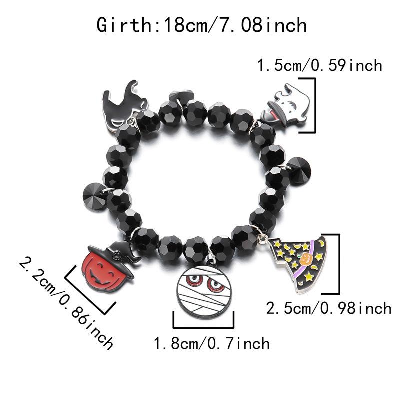 Halloween Funny Pumpkin Ghost Bracelet For Women Black Bat Spider Web Hat Metal Chain Bangles Hip Hop Punk Festival Jewelry Gift