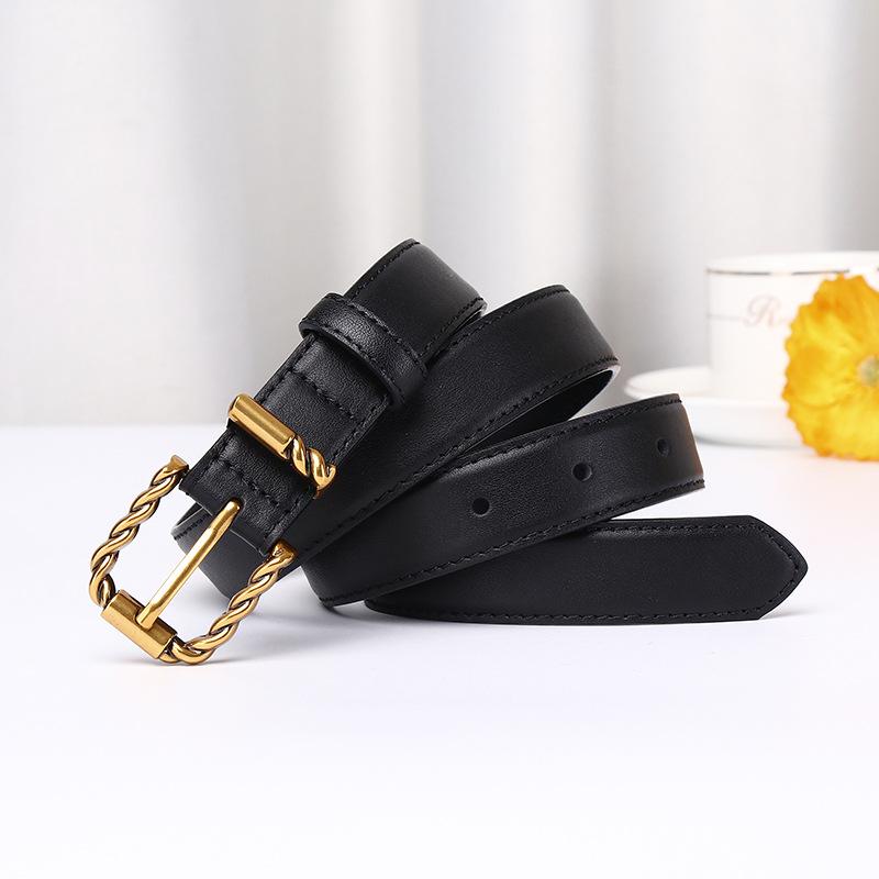 2.4Cm Wide Light Luxury Fashion High Sense Women'S Belt Simple Versatile Pin Buckle Casual Jeans Belt Women'S