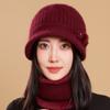 Winter Knitted Wool Hat Women's Cold-proof Scarf Faux Rabbit Fur Basin Hat Knitted Hat