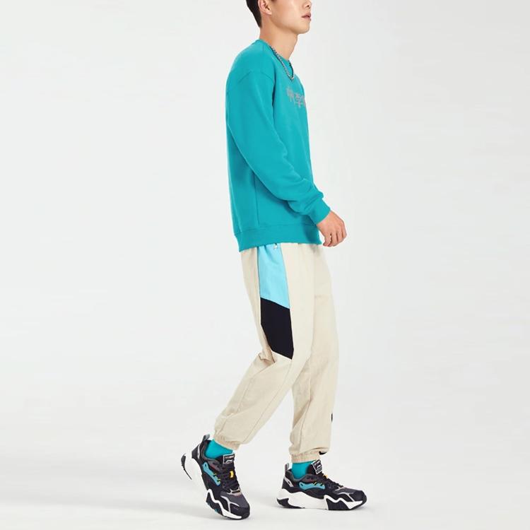 Свободный свитер с круглым вырезом и принтом логотипа серии Li Ning Lingzhi, мужская толстовка Kingfisher-Green AWDRF49-3