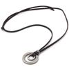Fashion Christmas Gift Men Women Double Circle Necklace Pendant Jewelry Adjustable Leather Cord