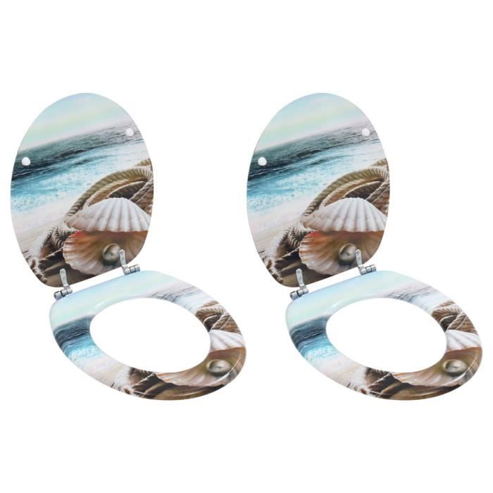 VidaXL Sièges WC 2 pcs avec couvercles MDF Coquille