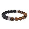 Men's Titanium Steel Tiger Eye & Volcanic Stone Beaded Bracelet