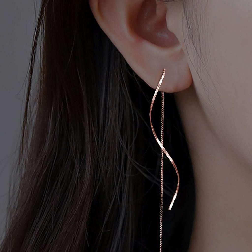 Women's Fashion Accessories Long Tassel Threader Earrings for Women Wave Shaped Simple Long Chain Earring Wedding Party Jewelry