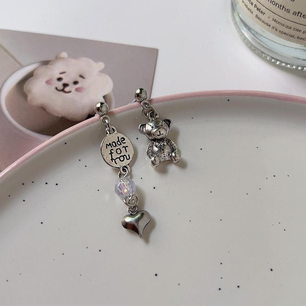 Асимметричные серьги-медведи: Роскошный нишевый дизайн, мода высокого класса, милый стиль для женщин