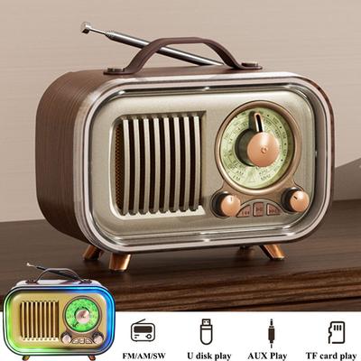Портативное винтажное радио Ретро Перезаряжаемые FM AM SW Радиоприемники Беспроводной Bluetooth-динамик Музыкальная шкатулка Поддержка TF-карты USB AUX