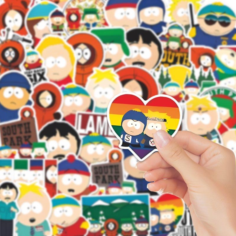 55 шт. наклеек South Park для детей | Мультяшные декали Водонепроницаемые для ноутбука, скейтборда, автомобиля, бутылки для воды Милый мультяшный стикер Подарочный набор