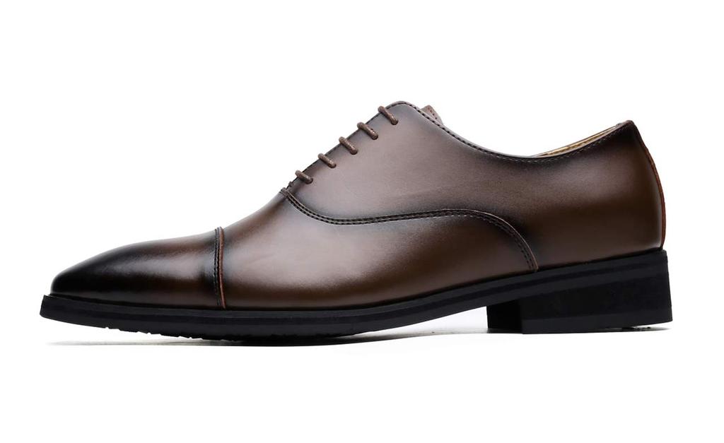 Jo Marino Men's Genuine Leather Business Shoes, Straight-Tip Dress Shoes, Non-Slip, Inner Wingtip, Size 1190 (Size 25.5, Dark Brown)
