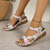Plus Size Wedge Women's Sandals 2025 Summer New Velcro Plus Size Sandals Women's Stitched Fish Mouth Platform Shoes
