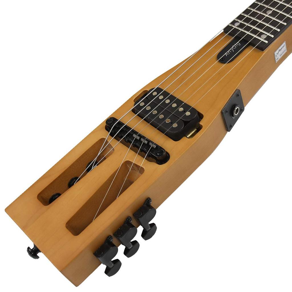 Anygig Portable Travel Electric with Gig Bag Guitar, 82cm, 1.6kg, Brown, 25.5" Full-Scale, Right-Handed,