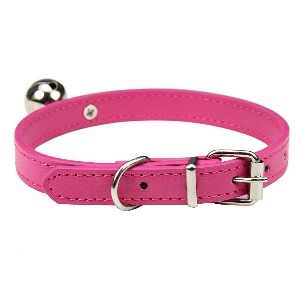 Solid Leather With Bell Safety Kitten Puppy Neck Strap Dog Necklace Cat Collar Pet Accssories