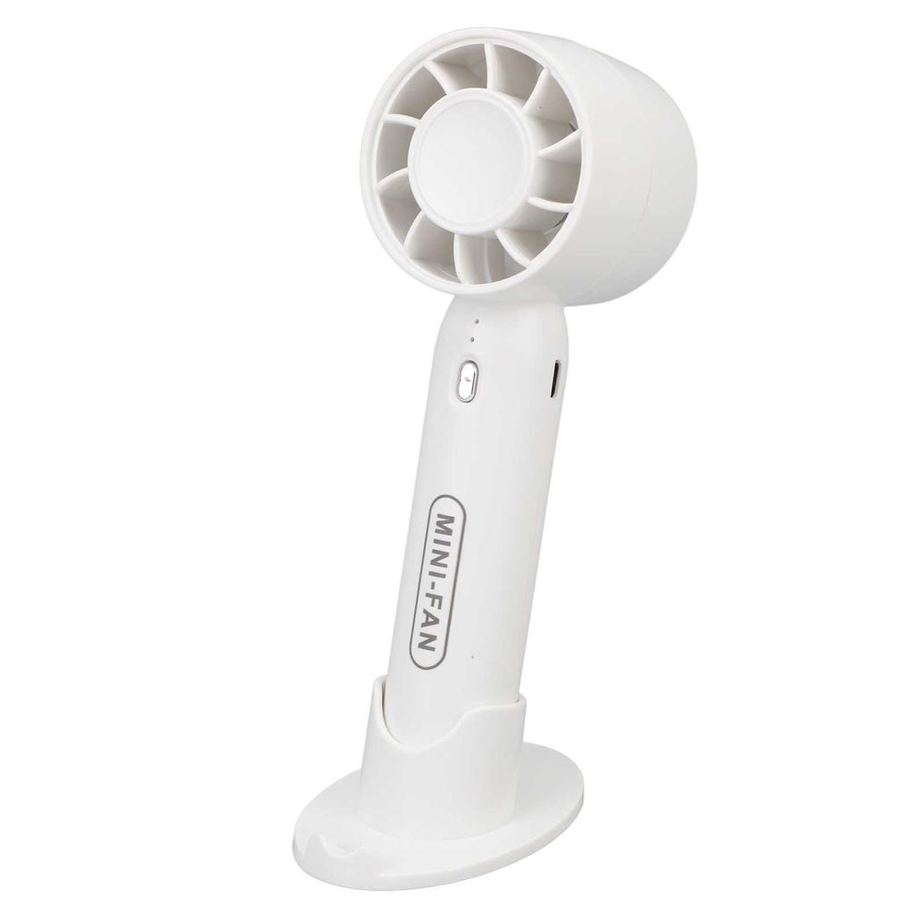 Portable Handheld Fan USB Rechargeable 3 Wind Speeds Safe Turbo Mini Fan for Outdoor Travel Camping White