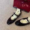 Sheepskin Version~ Simple Small Leather Shoes Women's New Mary Jane Shoes Glossy Shallow Mouth Round Head One-word Buckle Single Shoes