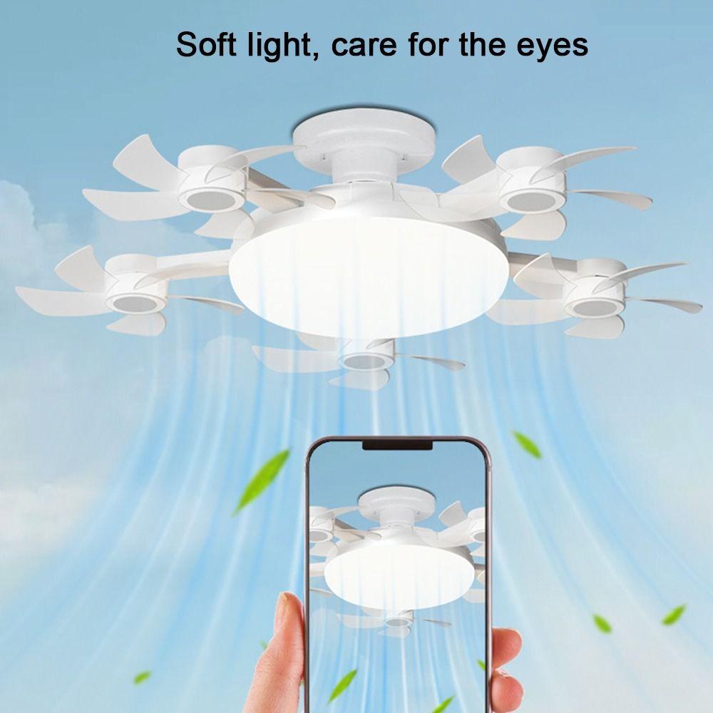 2 In 1 Hanging Fan with LED Light 3 Lighting Modes Electric Cordless Fan  Bedroom