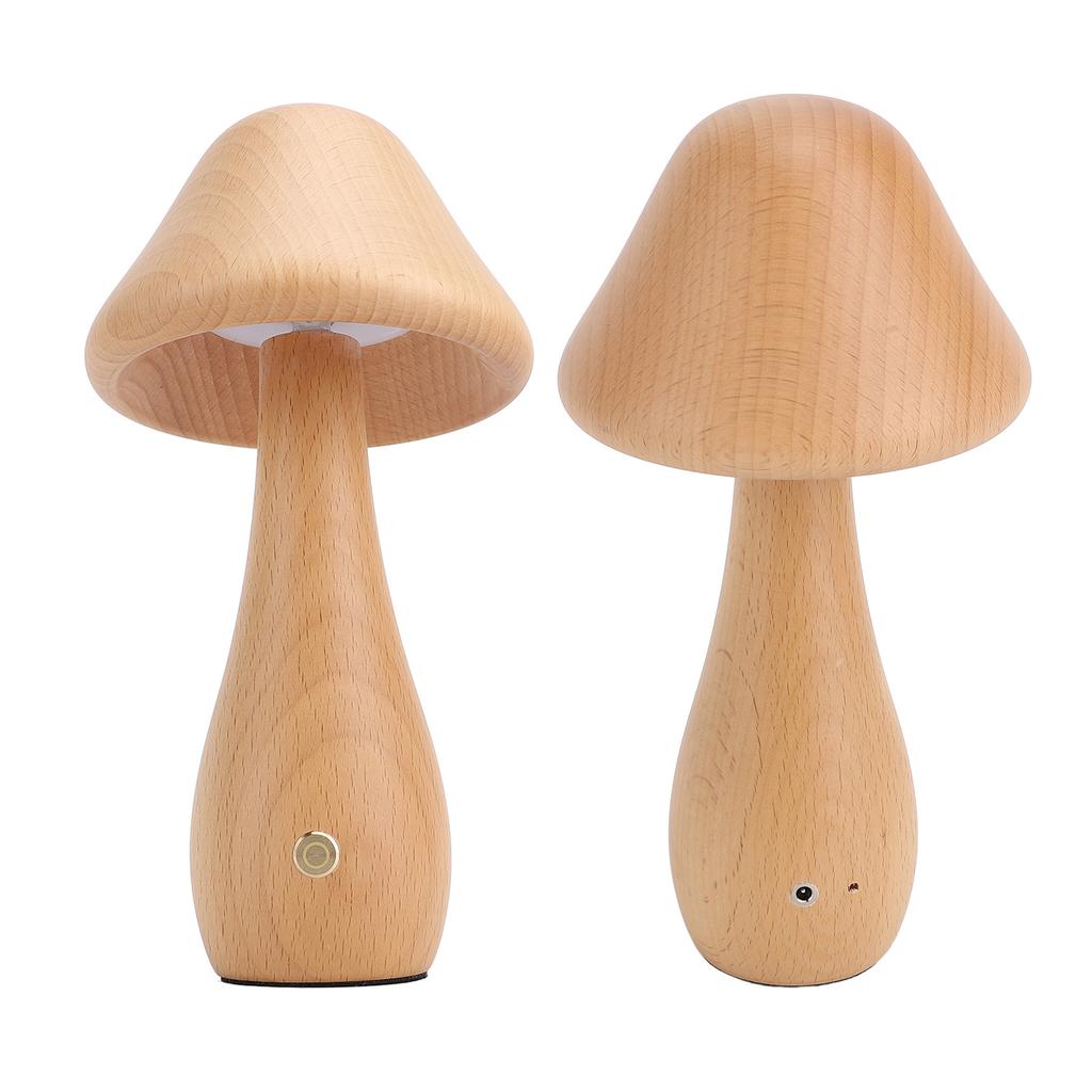 Wooden Mushroom Lamp 3000K 4000K 6000K Stepless Dimmable Touch Control 150 Degree Rotatable