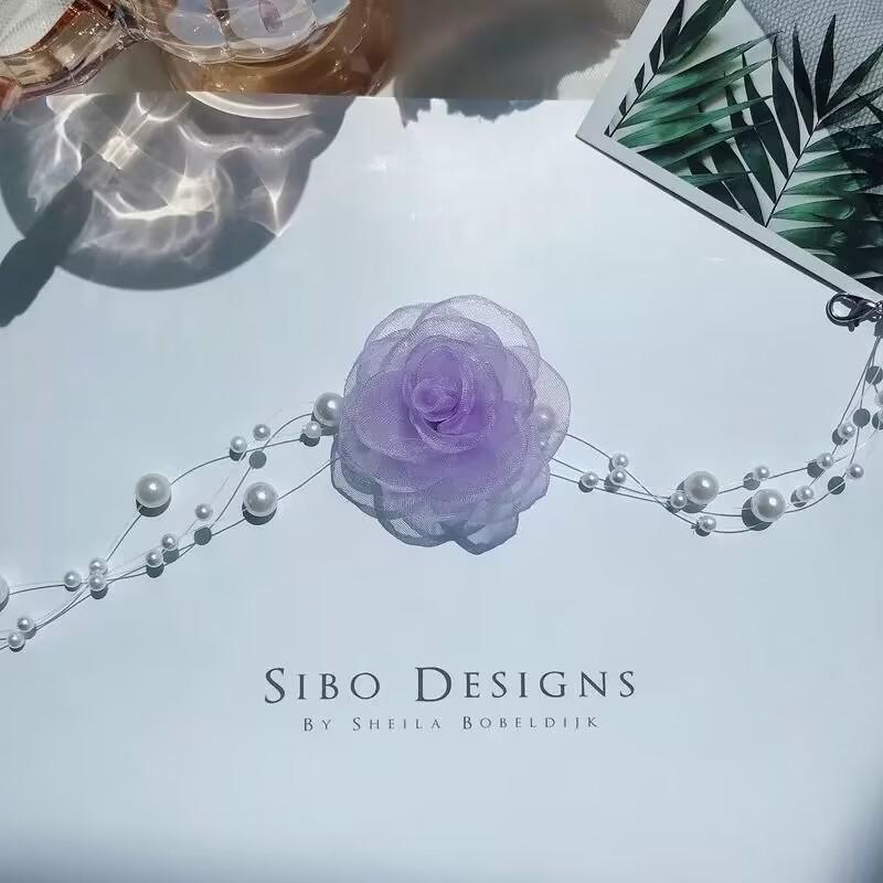 Французский Романтический Черно-Белый Чокер Цветок Жемчужное Ожерелье Женская Летняя Цепочка на Ключицу Фея Цепочка на Шею Год