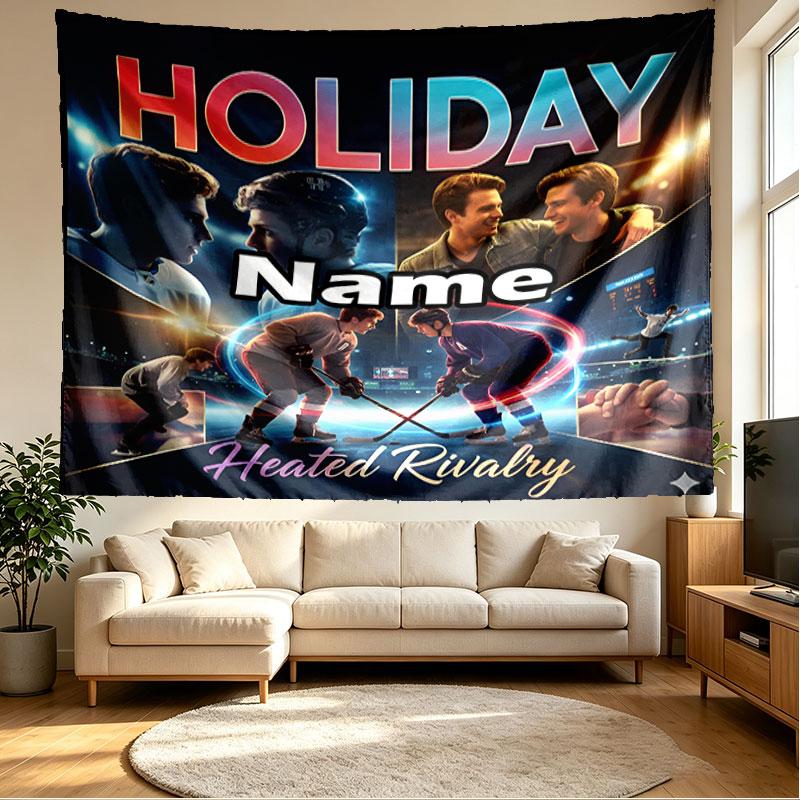 Custom Name Personalized Heated Rivalry Print Tapestry, Wall Art Decor, Bedroom, Dorm, Apartment, LivingRoom, Party Backdrop, Gift for Birthday