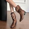 Fashion Luxury Women's Boots Fall Square Heel Ankle Boots Fashion Pleated Designer High Heels for Women New Suede Chelsea Boots Zapatos