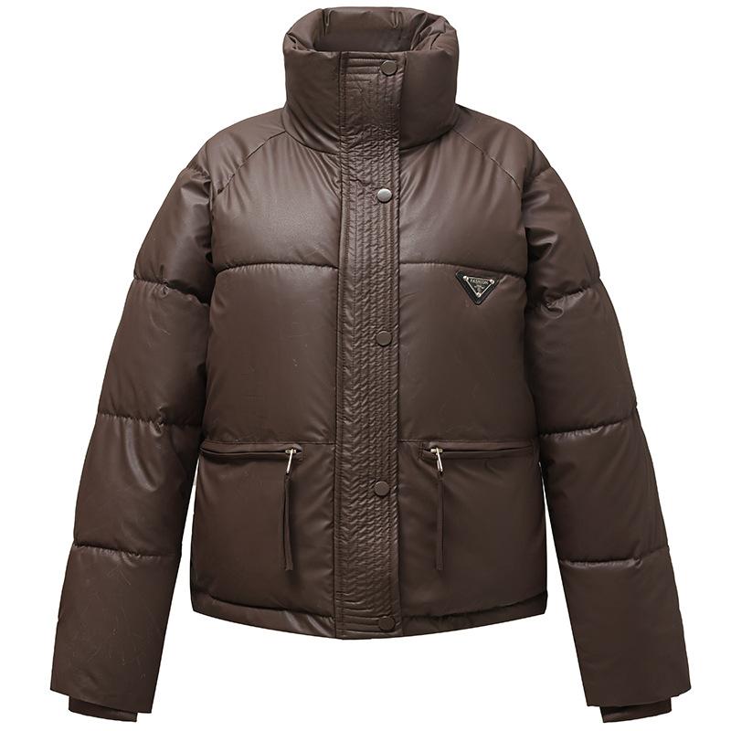 Женская короткая куртка из ПУ кожи с хлопковым наполнителем, новая зимняя хлопковая куртка 2025 года, куртка-пуховик