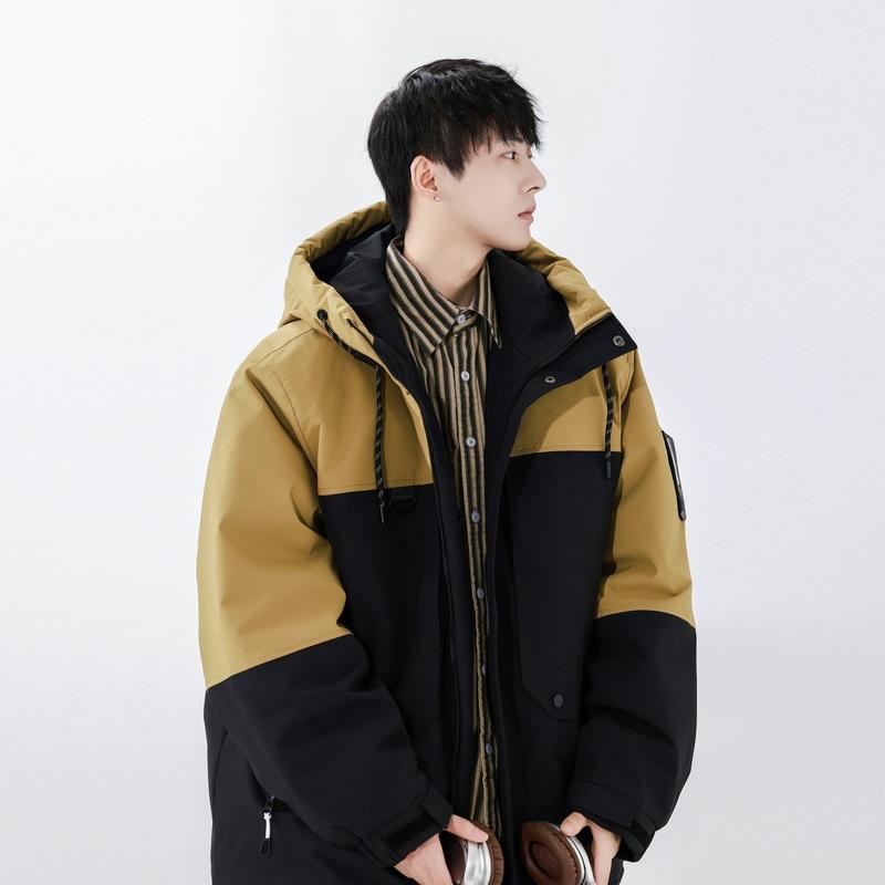 Пуховик мужской средней длины осень-зима новый повседневный модный тренд с капюшоном ветрозащитный теплый красивый пиджак для мужчин
