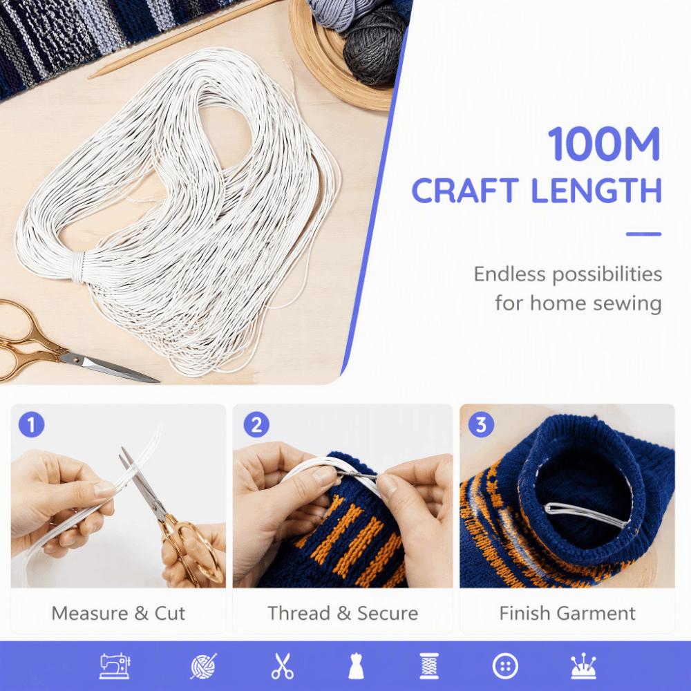 100m Length Elastic Beading Cord Black Waxed Polyester Cord Stretchy String Rope Necklace Beading