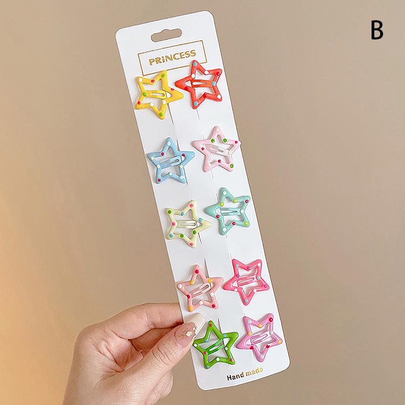 3/10 шт. Y2K шпильки-невидимки для девочек, цветные звездочки, металлические заколки-кнопки, детские корейские шпильки Bb, головные уборы, аксессуары для волос