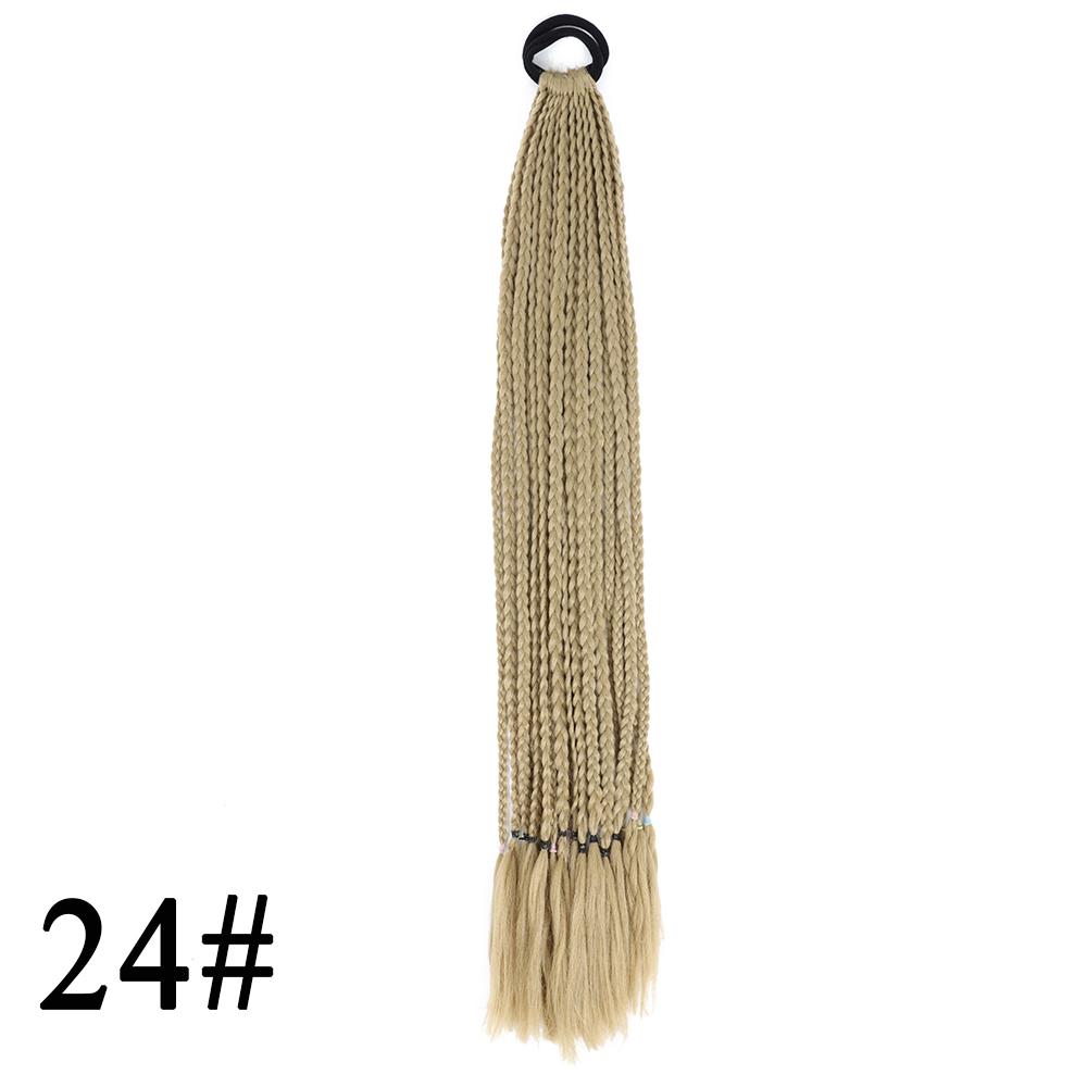 Плетеный хвост с резинкой, черный плетеный хвост ручной работы из термостойкого волокна, шиньоны с конским хвостом для девочек