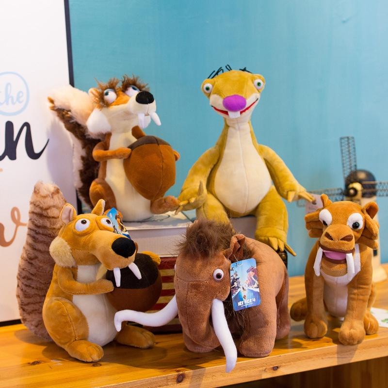Soft And Huggable Squirrel, Sloth, And Saber-toothed Tiger Plush Toys Pack Of 3