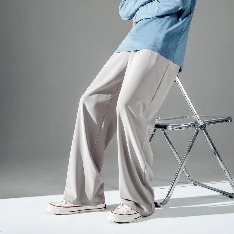 Ледяные брюки мужские свободные прямые вертикальные однотонные простые молодежные повседневные брюки