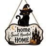 New Halloween black cat pumpkin welcome listing decorative atmosphere wooden home decoration wall decoration