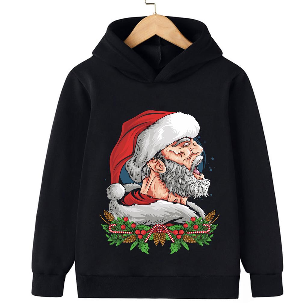 Рождественский свитшот 2026 Прочный Смешной Санта Клаус Детский свитшот Худи для мальчиков и девочек Спортивный топ Счастливого Рождества
