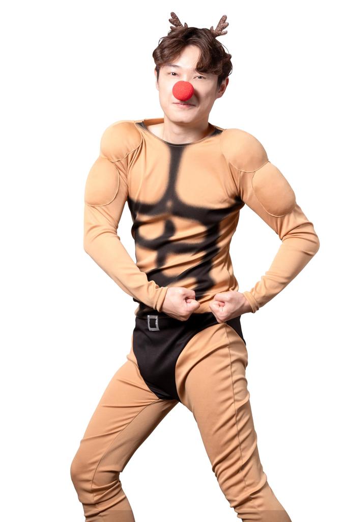 Косплей Рождественский мускулистый олень Коричневый [Прозрачный камень] Мужской