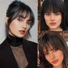 Синтетическая короткая прямая челка на клипсах Черная воздушная челка Наращивание волос Челка для женщин Накладная челка Волосы