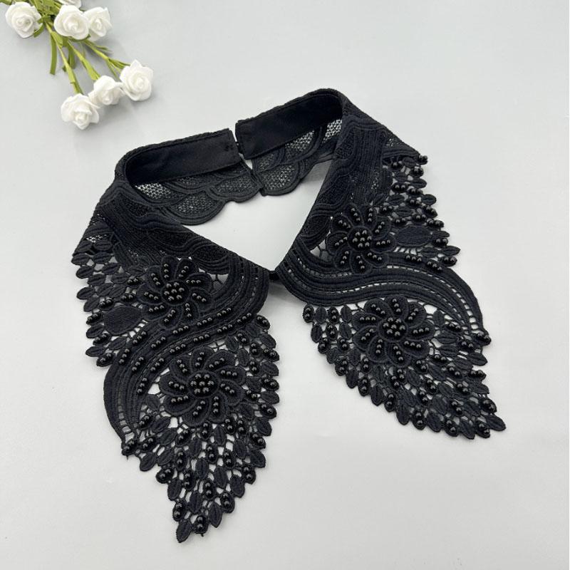 Vintage Embroidery Fake Collar For Women White Lace Hollow False Detachable Collar Lapel Shirt Tie Necklace Clothes Accessory