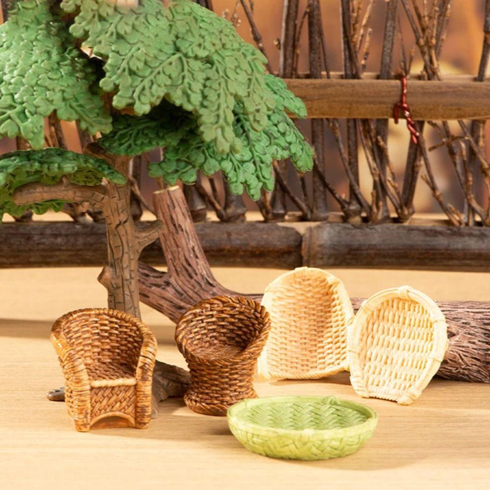 Basket Dollhouse Miniature Simulation Furniture Decoration Simulation Bamboo Basket Collection