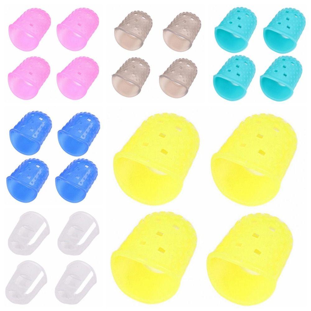 4pcs/set Non-Slip Silicone Finger Guards Rubber Thimble Guitar Fingertip Protectors   Unisex