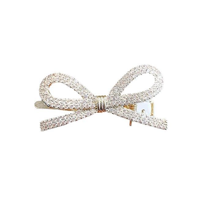 Блестящая заколка для волос с бриллиантами, металлическими стразами, галстуком-бабочкой, геометрической формой, новый корейский бант, простые стразы, боковая челка, жемчужные заколки для волос