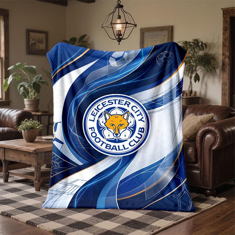 Leicester City Football Print Flannel Blanket Soft Warm Sofa Bed Throw Blanket For Home Office Bedroom
