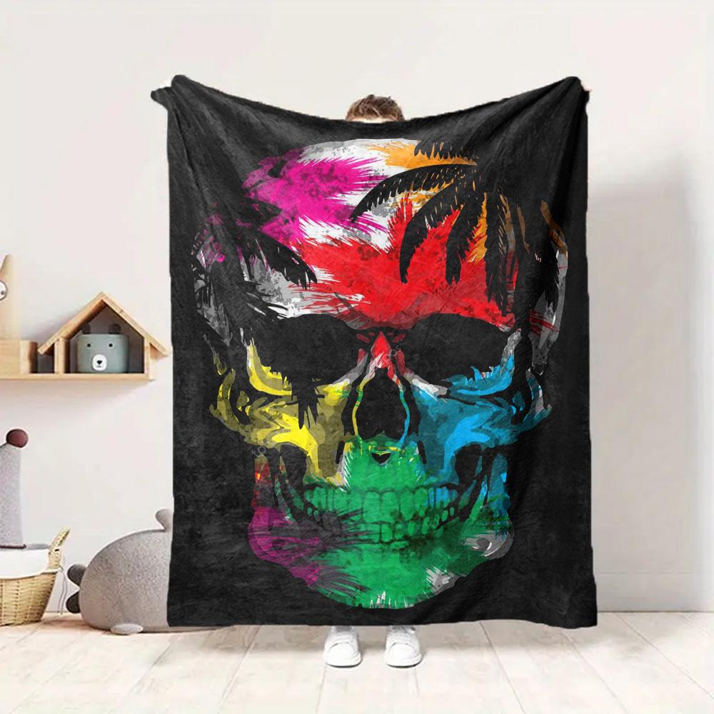 Skull Art Flannel Blanket Throw Blanket Soft Warm Sofa Bed Camping Car home Decor Unique Christmas Gift C9302319