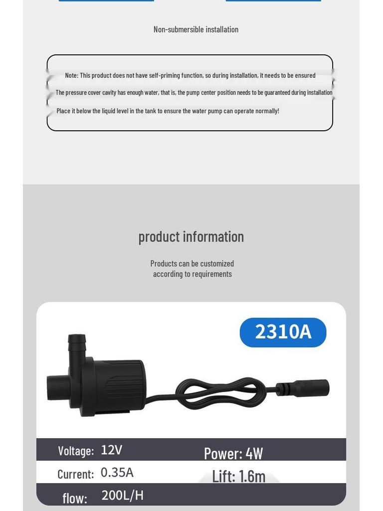 2024 Mini DC12V Brushless Water Pump for Soilless Culture & Ice Makers