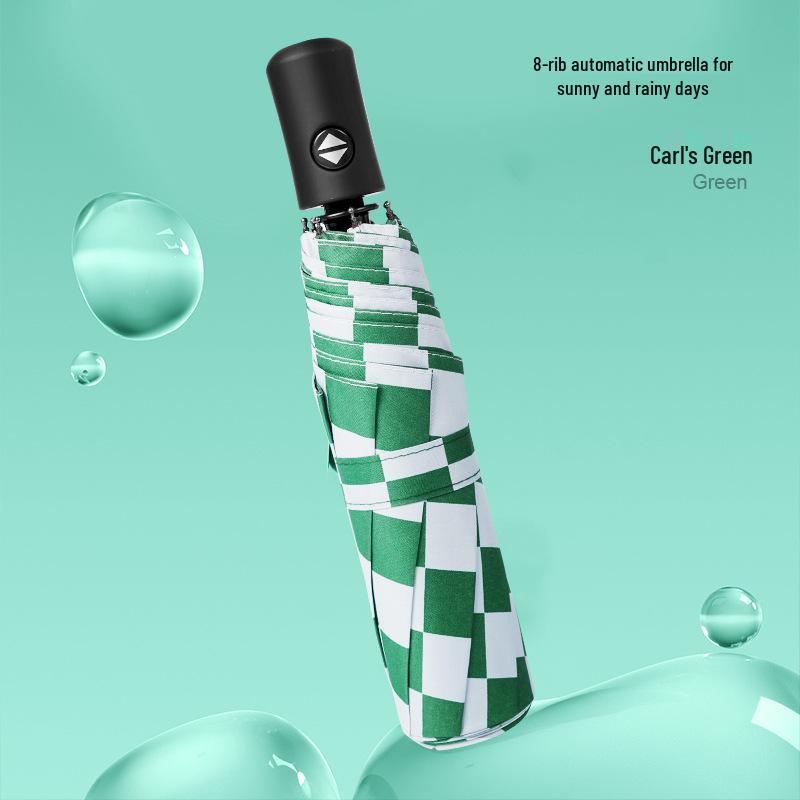 Automatic Floral Oil Painting Umbrella - Portable, Sturdy, Black Glue Sunscreen Parasol