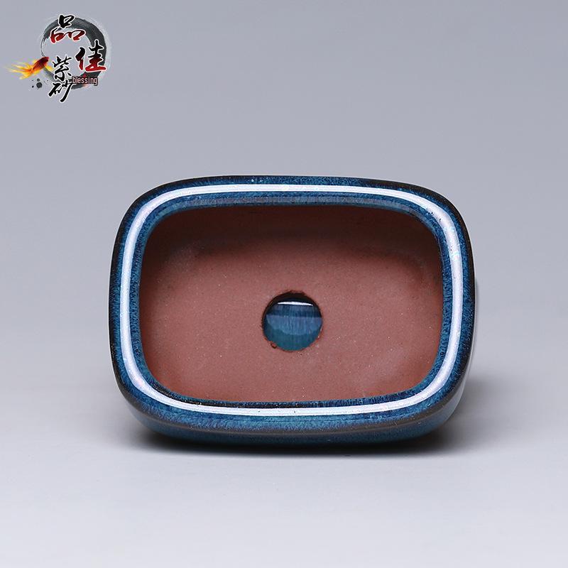 Дышащий прямоугольный горшок из фиолетовой глины для суккулентов и папоротников