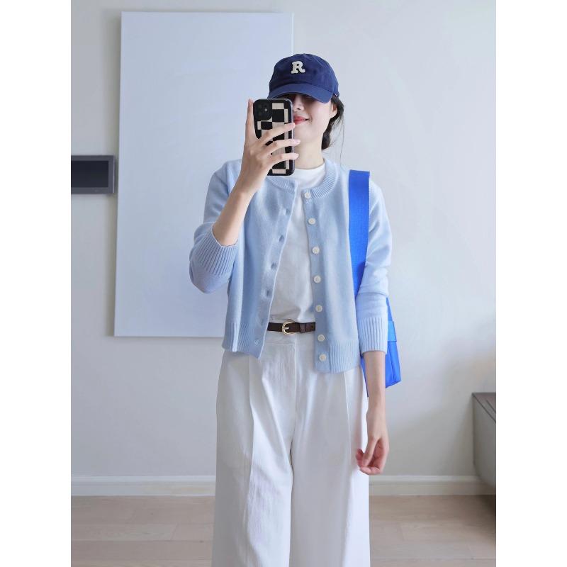 Мягкий восковой омолаживающий однобортный вязаный кардиган для женского весенне-осеннего многослойного ношения, свитер с длинными рукавами, базовый топ