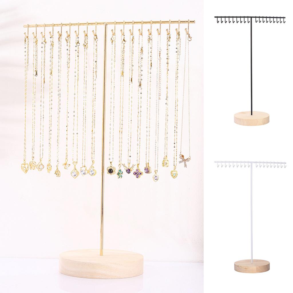 Elegant Iron Necklace Display Holder Effective Iron Necklace Holder with Wood Base Sturdy Jewelry Display Stand Rack